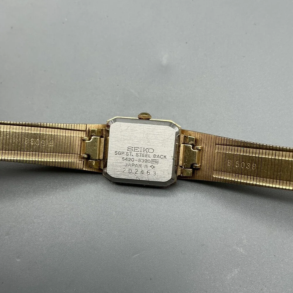 Vintage Seiko Womens Watch 17mm Champagne Dial Gold Tone 5420-5390 New Battery